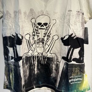 Disney Skeleton Dance M V-Neck Shirt Silly Symphony Halloween New